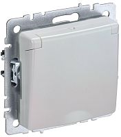 Розетка с заземлением без рамки IEK Brite РСбш10-3-44-БрЖ 1-м. крышка шторки IP44 жемчуг картинка